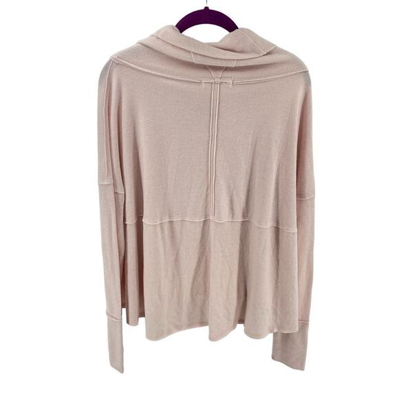 Free People Pink Sweater Cozy Time Funnel Large Cowl Neck Blush Oversized - Picture 10 of 16